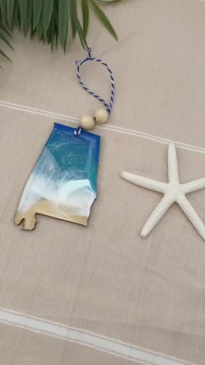Alabama Coastal Beach Ornament, State of Alabama Ornament, Alabama Gift, Home Sweet Home, Best Friend Gift, Christmas in July