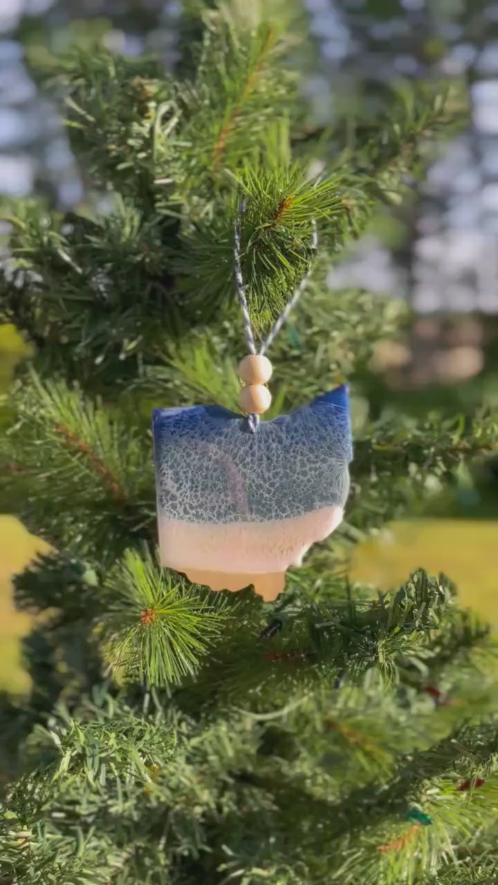 Ohio State Lake Resin Ornament, Handmade Christmas Ornaments, Wood and Resin, Lake House Decor, Lake Erie, Secret Santa Gift, Realtor Gifts