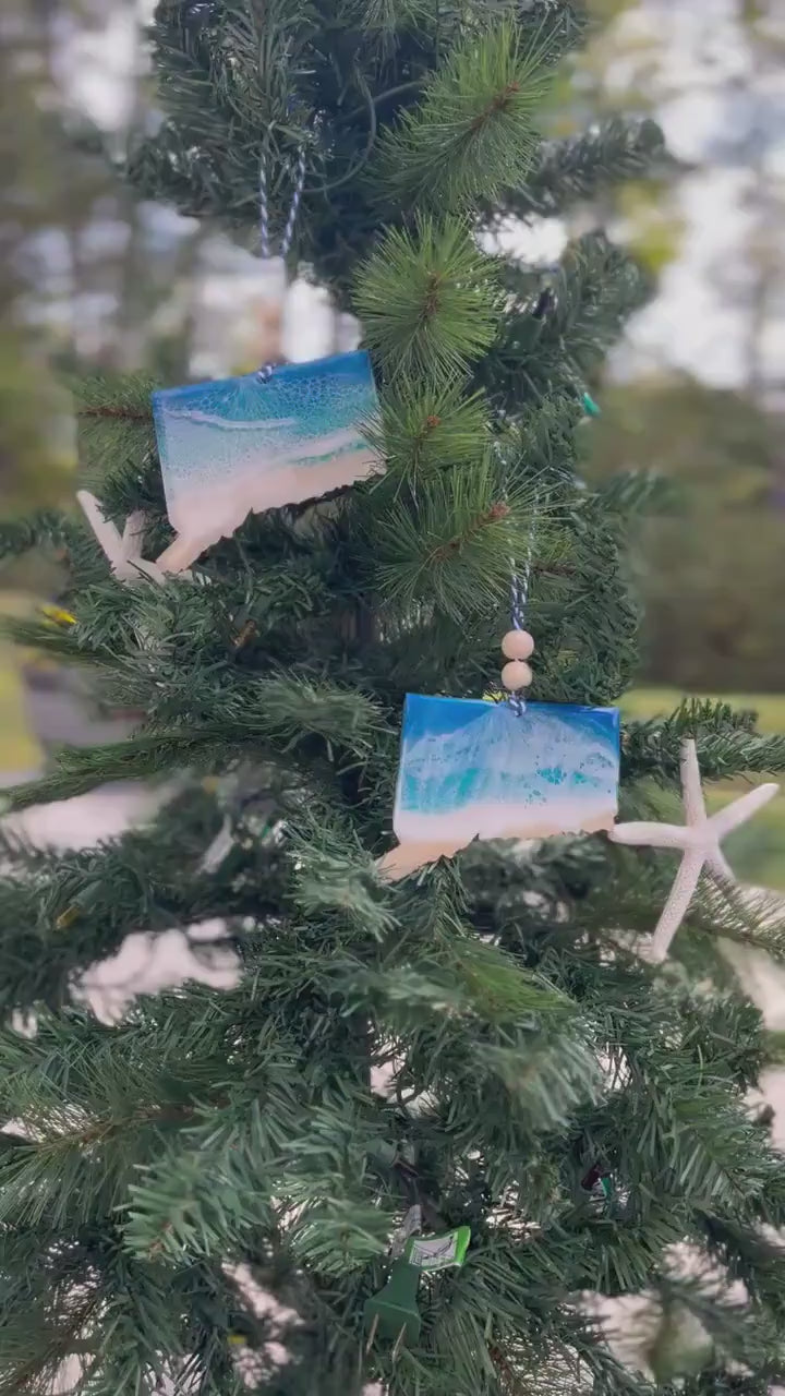 Connecticut Beach Christmas Ornament with Keepsake Ornament Gift Bag and Custom Card, Connecticut Ornament, Connecticut Gift, Coastal Decor
