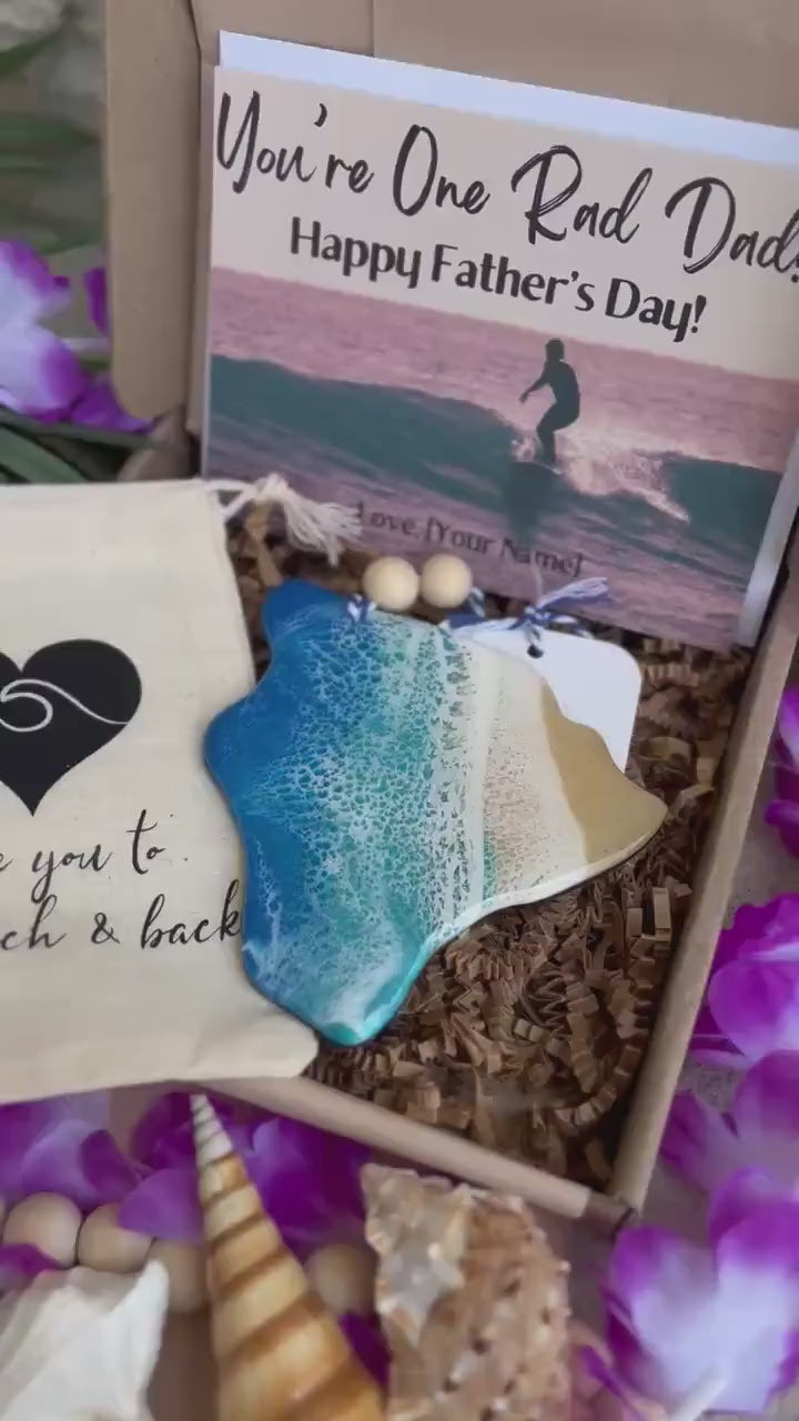 Hawaii Island Ocean Resin Ornament Gift Box with Custom Bag and Card, Coastal Decor, Hawaii Gifts, Ocean Lover Gifts, Eco-Friendly Packaging