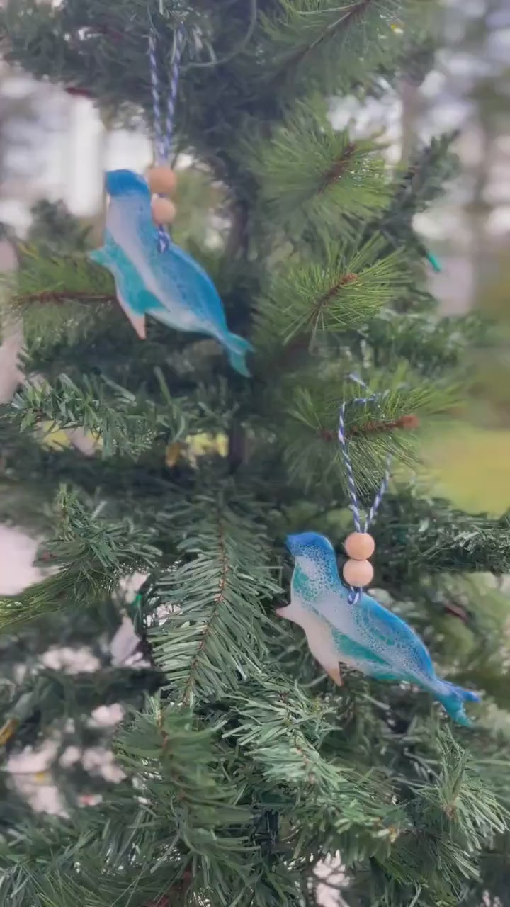 Seal Ocean Resin Ornament with Keepsake Gift Bag and Custom Card, Sea Life Ornament, Sea Creature Ornament, Coastal Christmas Tree Decor