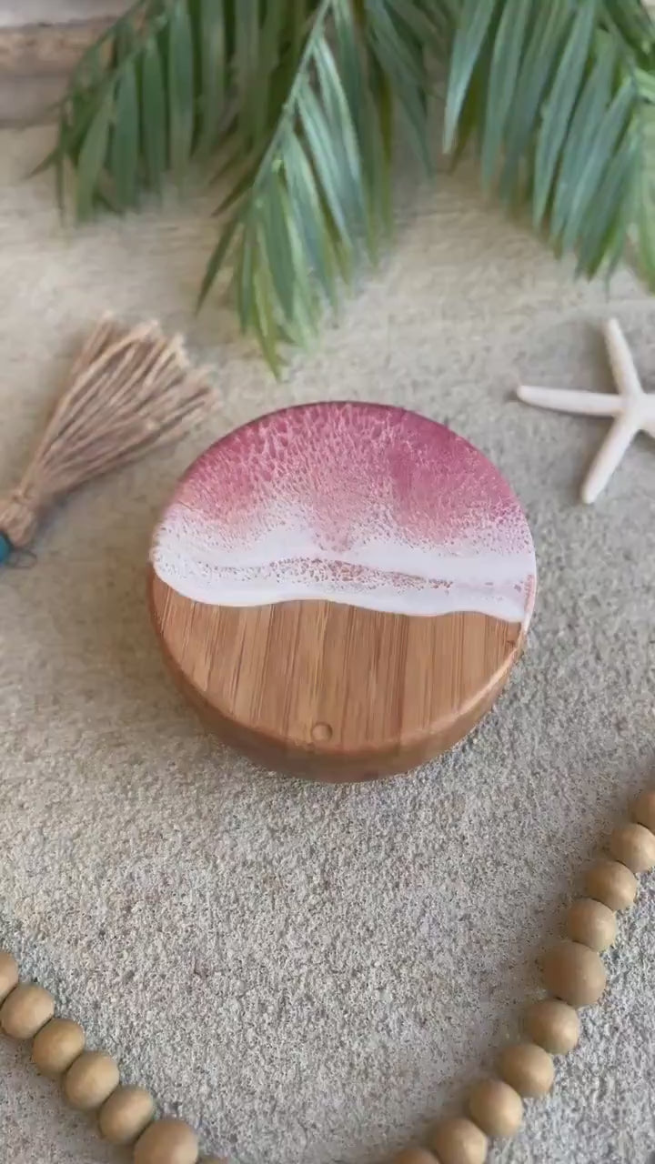 Pink Ocean Resin Bamboo Salt Cellars