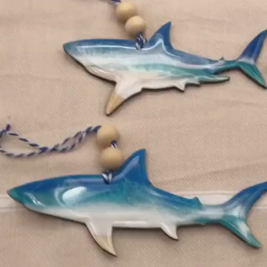 Shark Ornament, Shark Decor, Ocean Resin, Marine Biology Gift, Great White, Birthday Gifts, Christmas Ornament, Shark Week