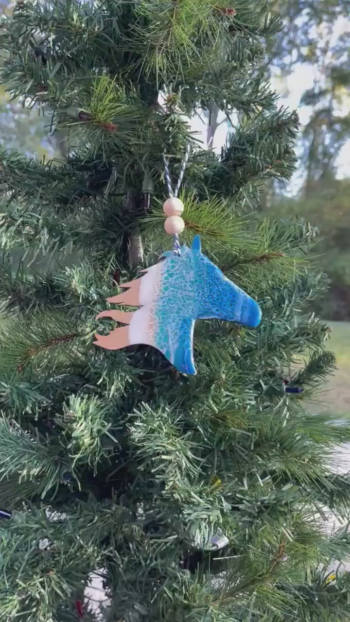 Wild Horse Ornament, Laser Engraved Coastal Ornament, Vacation Keepsake, Corolla Wild Horses, Shackleford Banks, Assateague Island