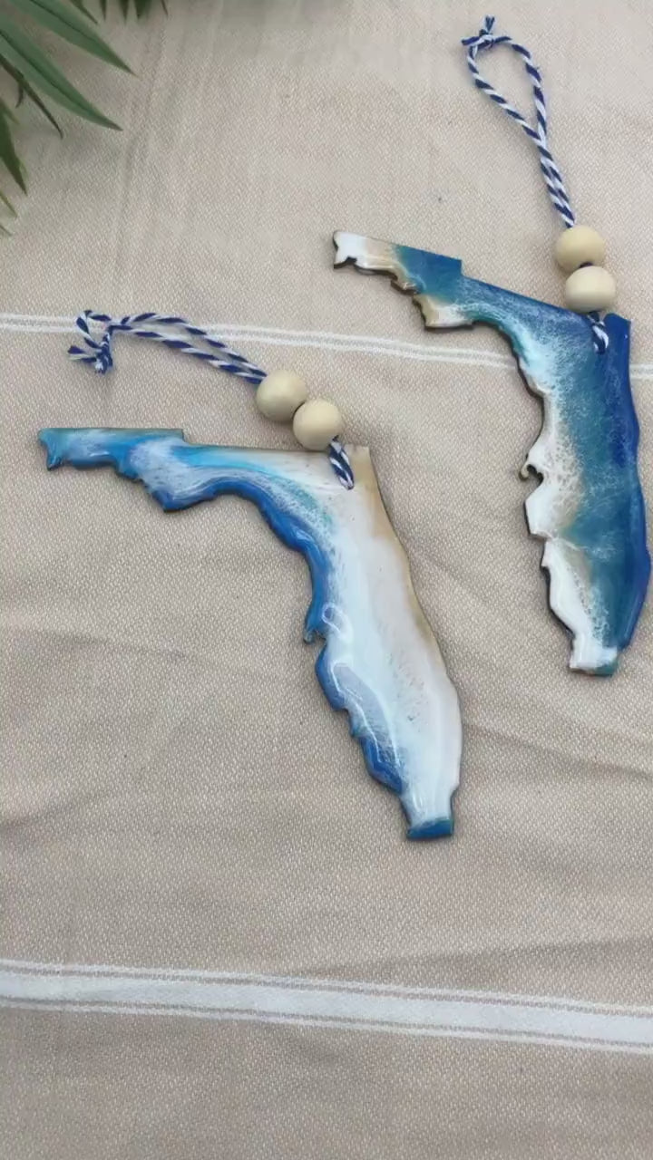 Florida Ornament, Florida Beach Ornament, Ocean Resin, Moving Gift, Clearwater Beach, Sanibel Island, Beach Themed Decor, Christmas Gifts
