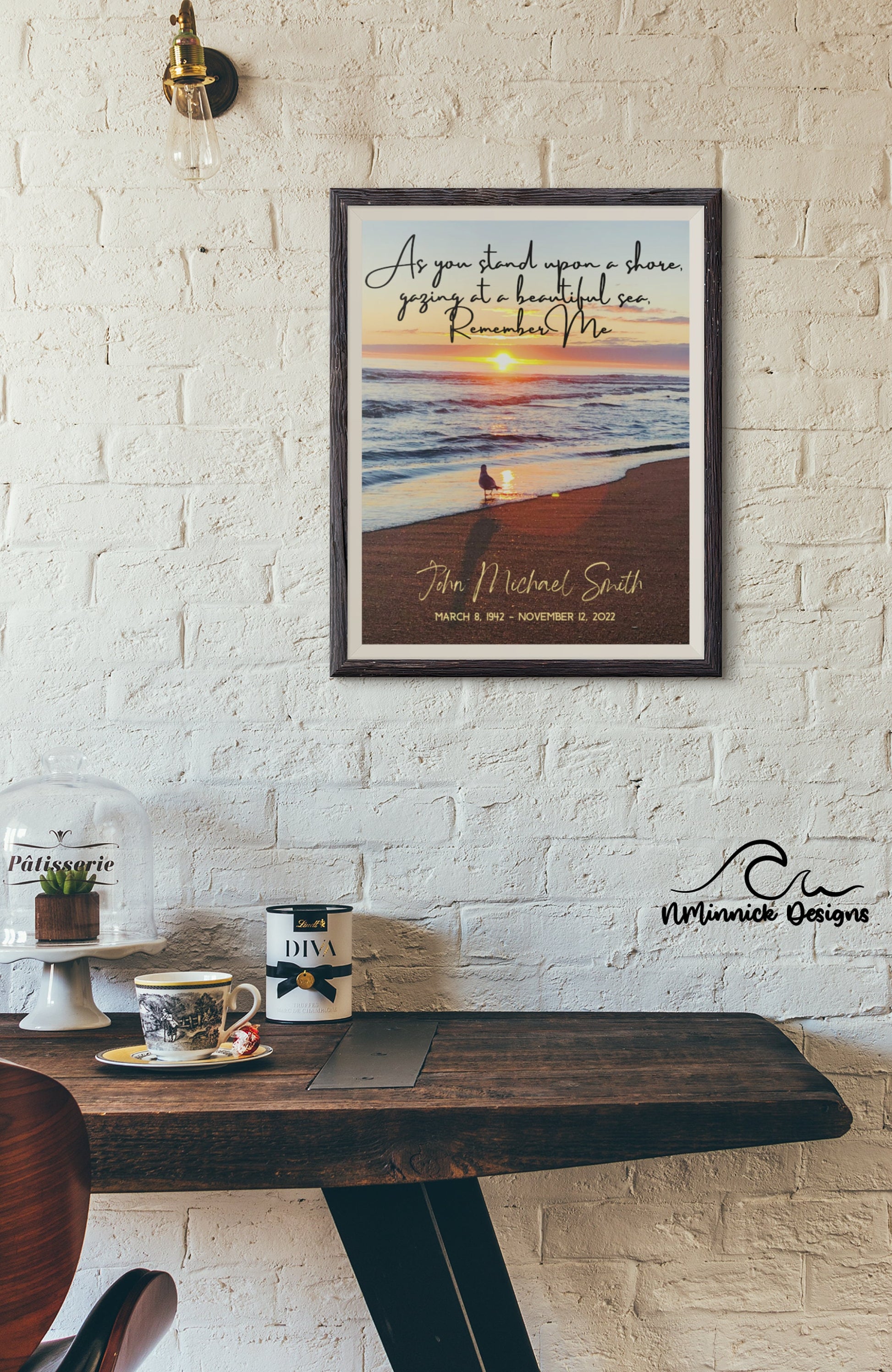 Beach Memorial Print with Poem, Bereavement Gift, In Loving Memory, Remembrance Gift, Sunrise Memorial Gift, Condolence Gift