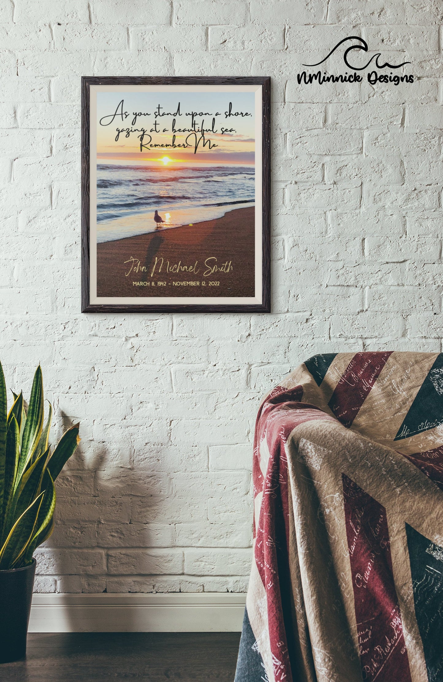 Beach Memorial Print with Poem, Bereavement Gift, In Loving Memory, Remembrance Gift, Sunrise Memorial Gift, Condolence Gift
