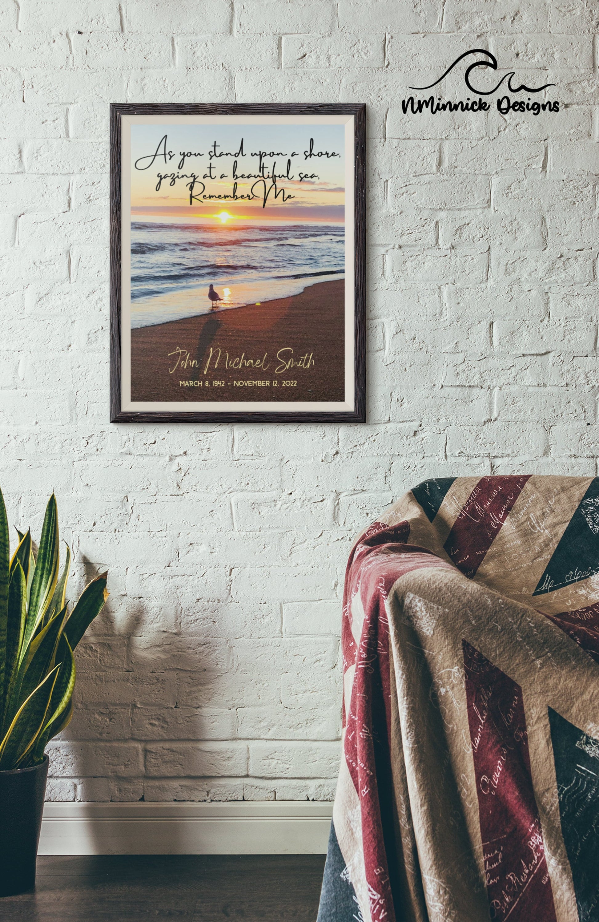 Beach Memorial Print with Poem, Bereavement Gift, In Loving Memory, Remembrance Gift, Sunrise Memorial Gift, Condolence Gift