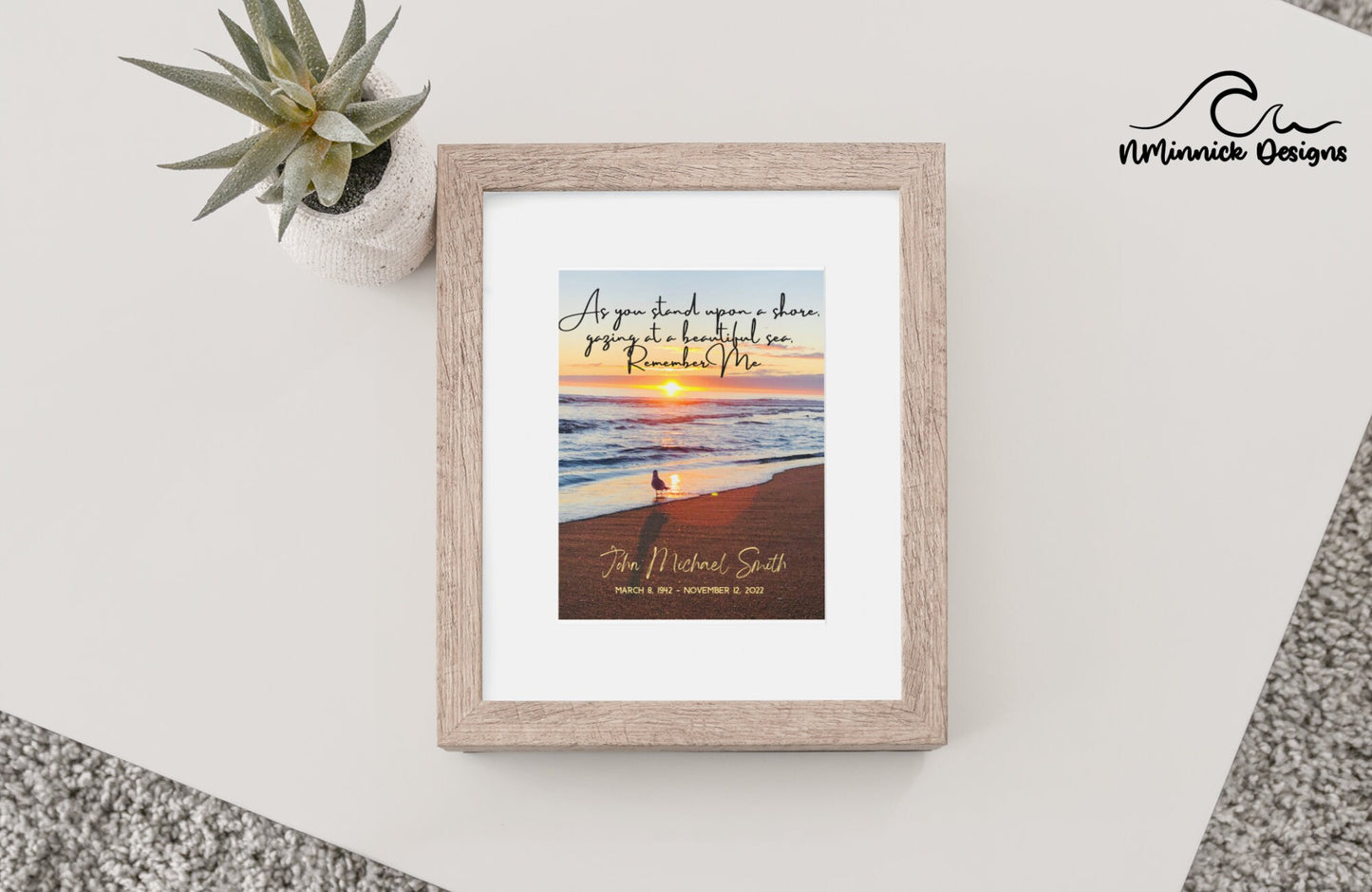 Beach Memorial Print with Poem, Bereavement Gift, In Loving Memory, Remembrance Gift, Sunrise Memorial Gift, Condolence Gift