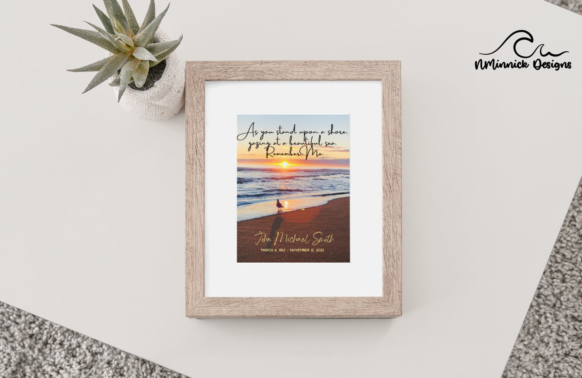 Beach Memorial Print with Poem, Bereavement Gift, In Loving Memory, Remembrance Gift, Sunrise Memorial Gift, Condolence Gift