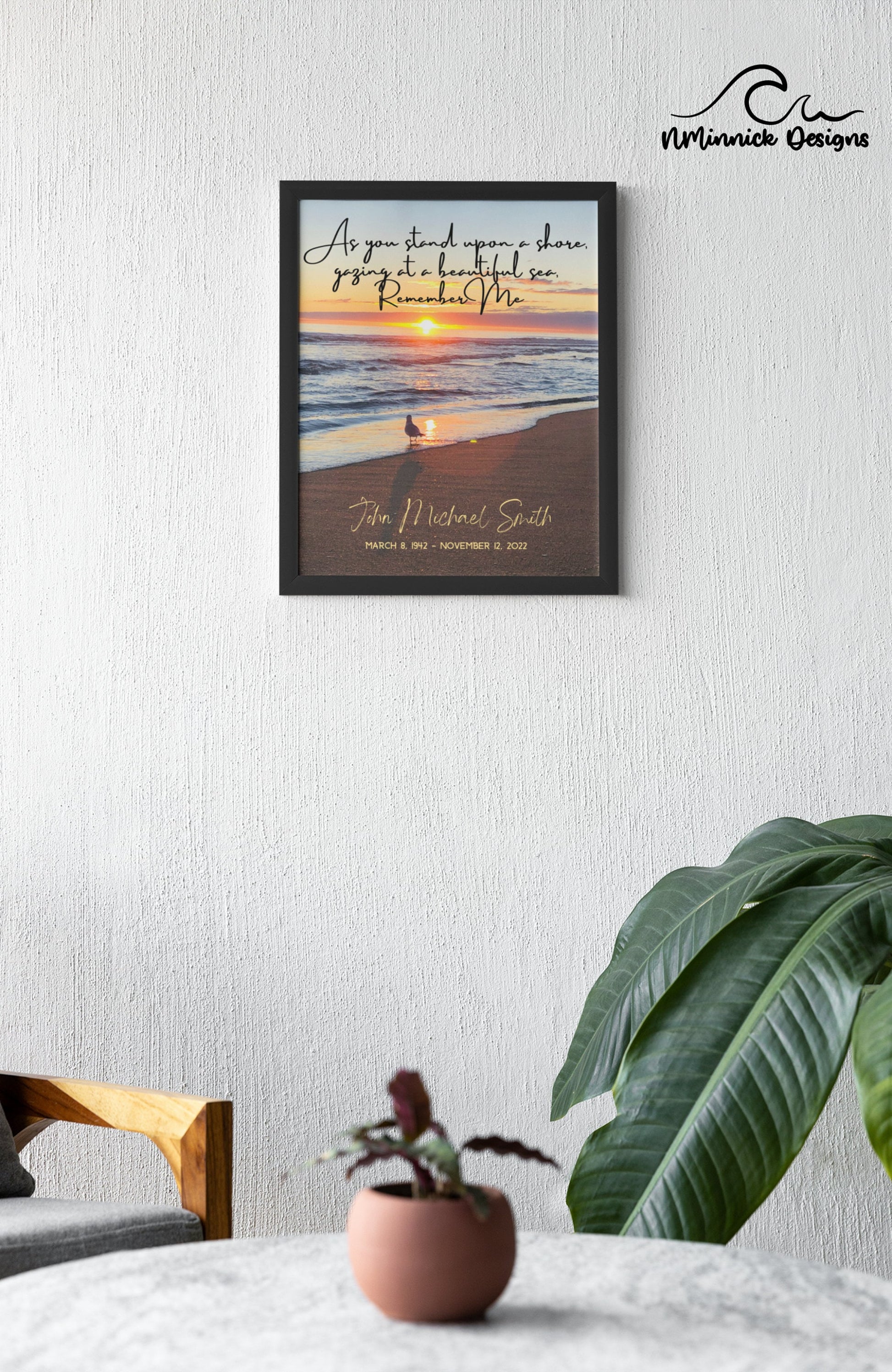 Beach Memorial Print with Poem, Bereavement Gift, In Loving Memory, Remembrance Gift, Sunrise Memorial Gift, Condolence Gift