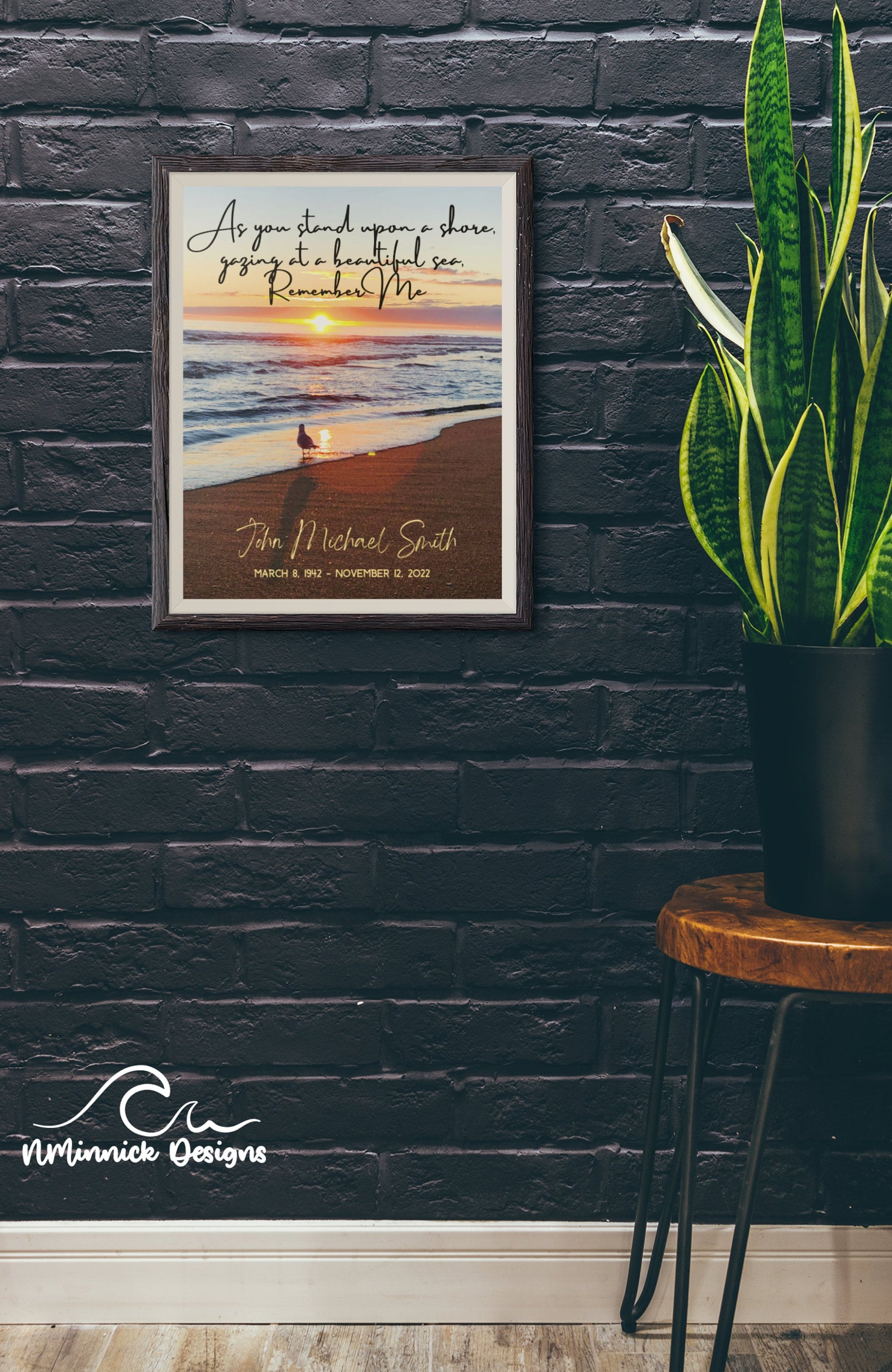 Beach Memorial Print with Poem, Bereavement Gift, In Loving Memory, Remembrance Gift, Sunrise Memorial Gift, Condolence Gift