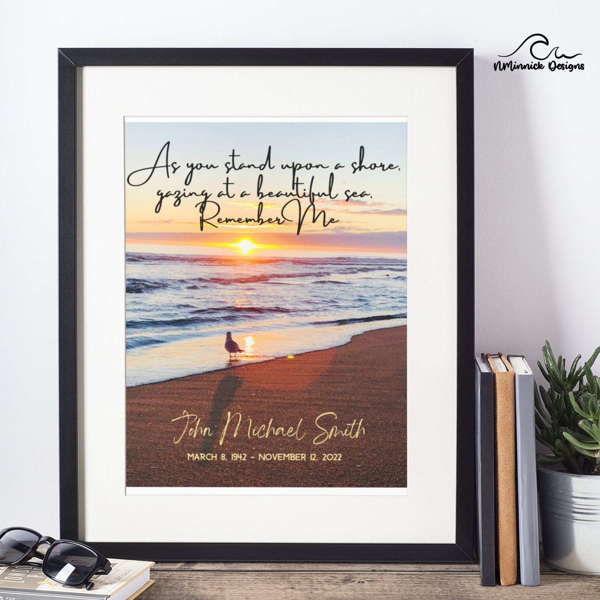Beach Memorial Print with Poem, Bereavement Gift, In Loving Memory, Remembrance Gift, Sunrise Memorial Gift, Condolence Gift