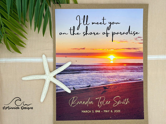 Sunrise Print with Memorial Poem, Sympathy Gift, I'll Meet You on The Shore of Paradise, Remembrance Gift, Poem Print, Bereavement Gift