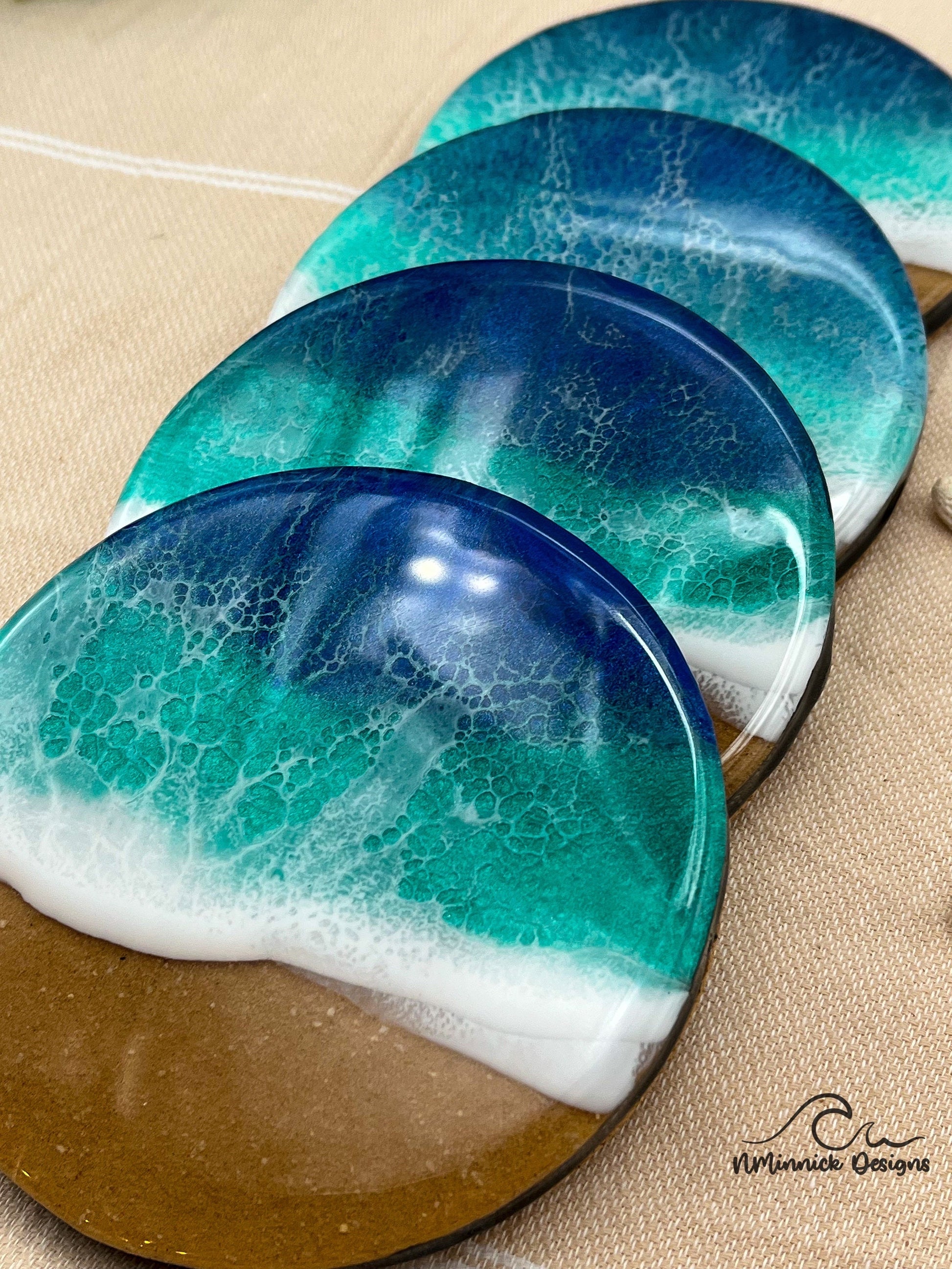 Sea Turtle Serving Board and Coaster Christmas Gift Box, Ocean Resin Art, Sea Turtle Decor, Beach Gifts