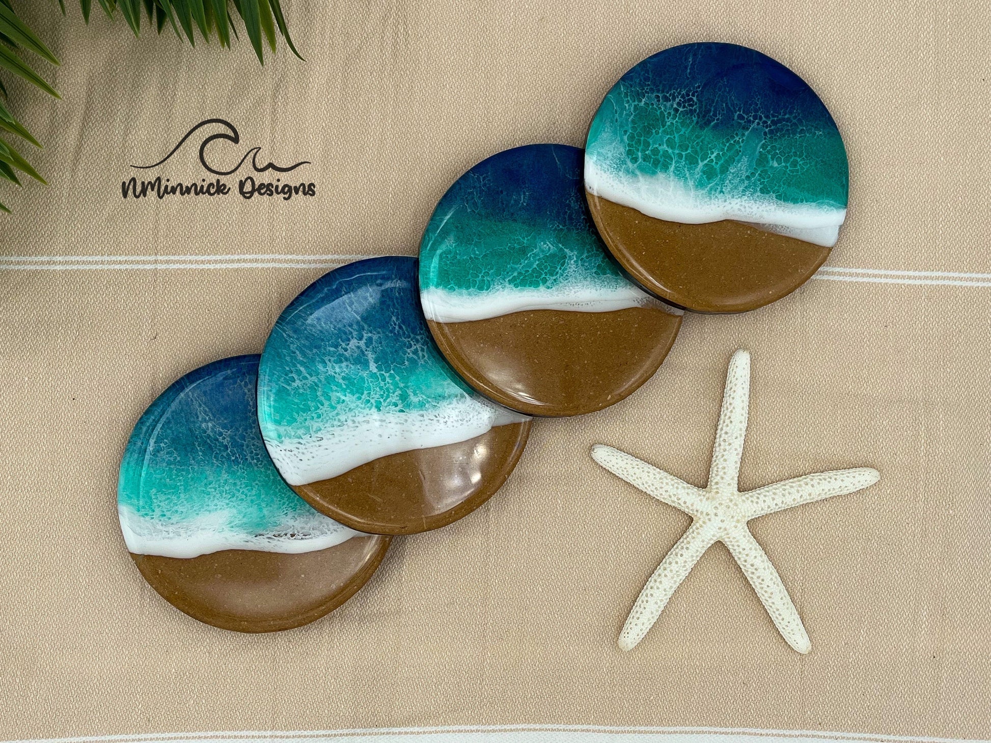 Sea Turtle Serving Board and Coaster Christmas Gift Box, Ocean Resin Art, Sea Turtle Decor, Beach Gifts