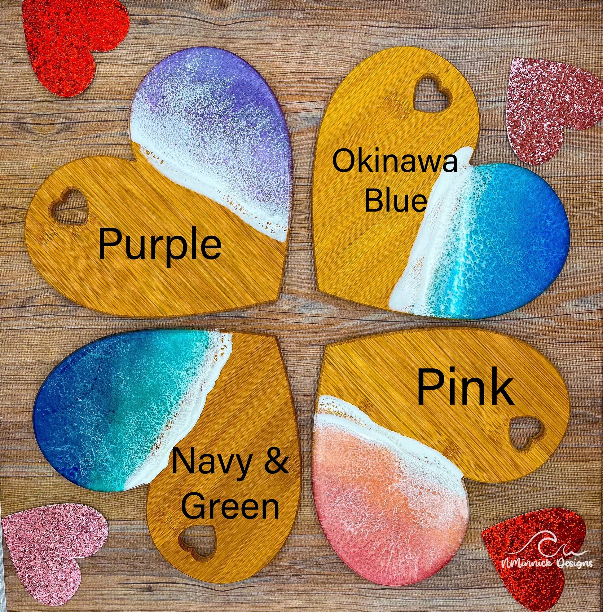 Ocean Resin Mini Heart Shaped Cheese Tray, Valentine Gift Set, Charcuterie Board, Beach Lover Gift, Valentines Gift, Coastal Gift